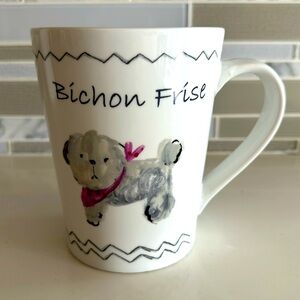 21 oz Bichon Frise 21 oz white ceramic mug